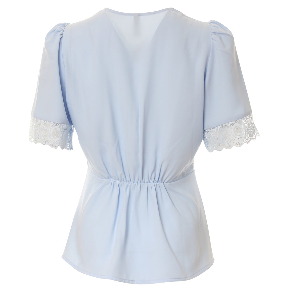 Rant & Rave Rina Lace Panel Top Baby Blue