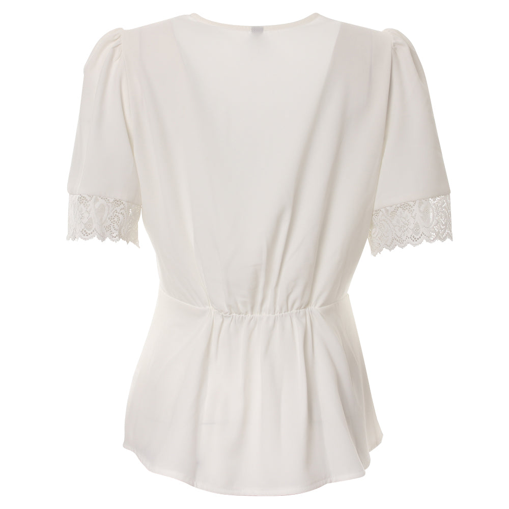 Rant & Rave Rina Lace Panel Top Soft White