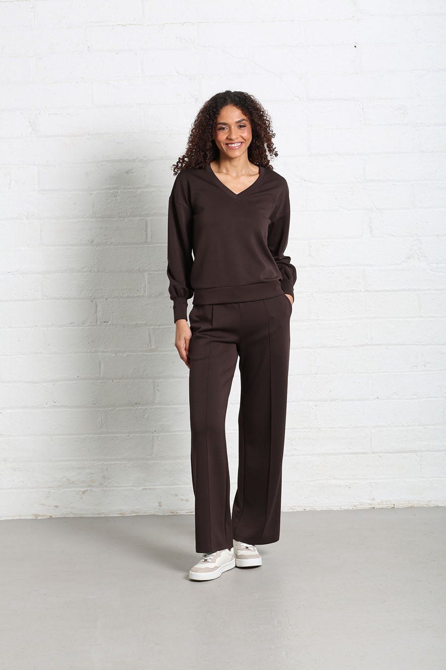 Relax & Renew Elara V Neck Sweater Chocolate Brown