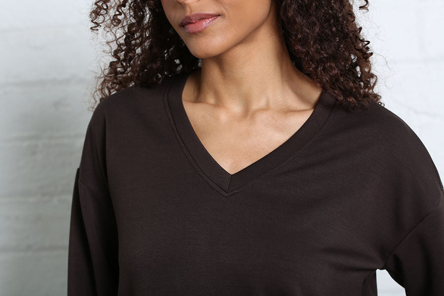 Relax & Renew Elara V Neck Sweater Chocolate Brown