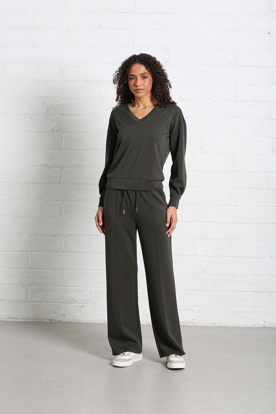Relax & Renew Elara V Neck Sweater Khaki