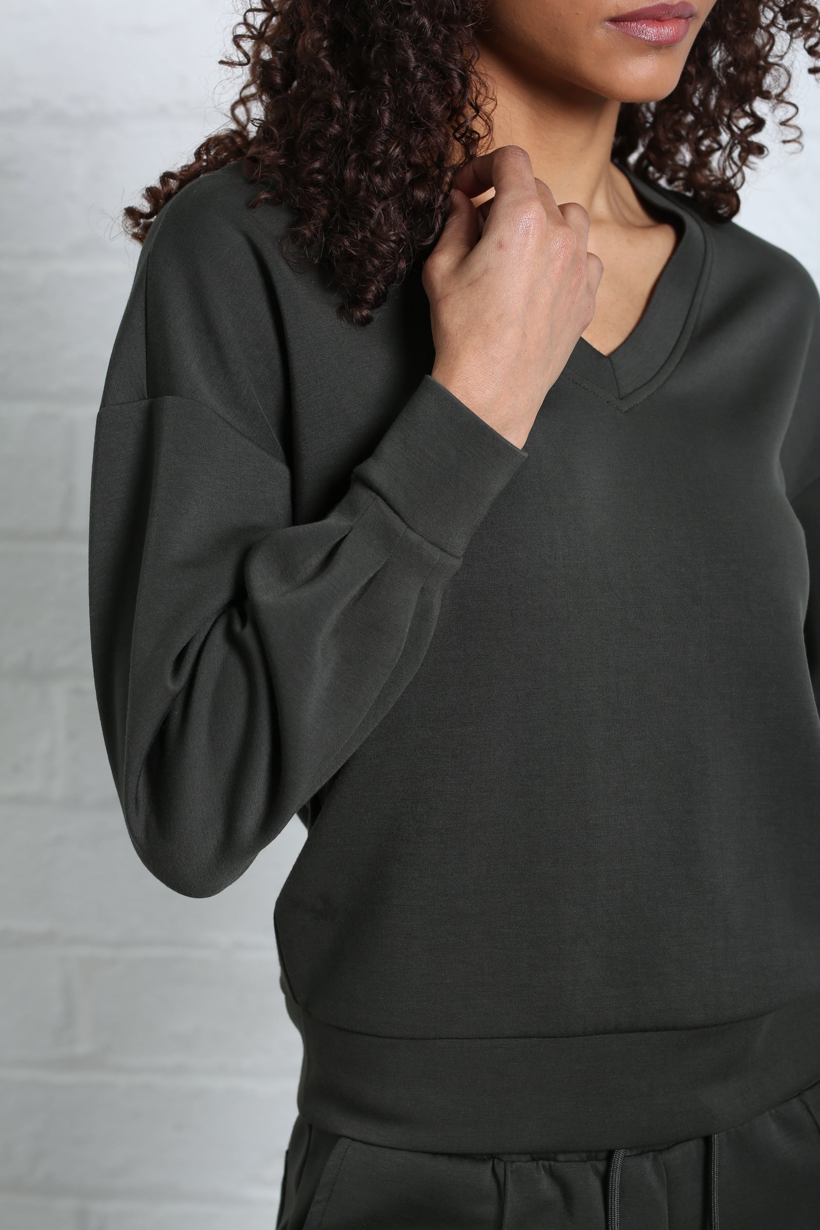 Relax & Renew Elara V Neck Sweater Khaki