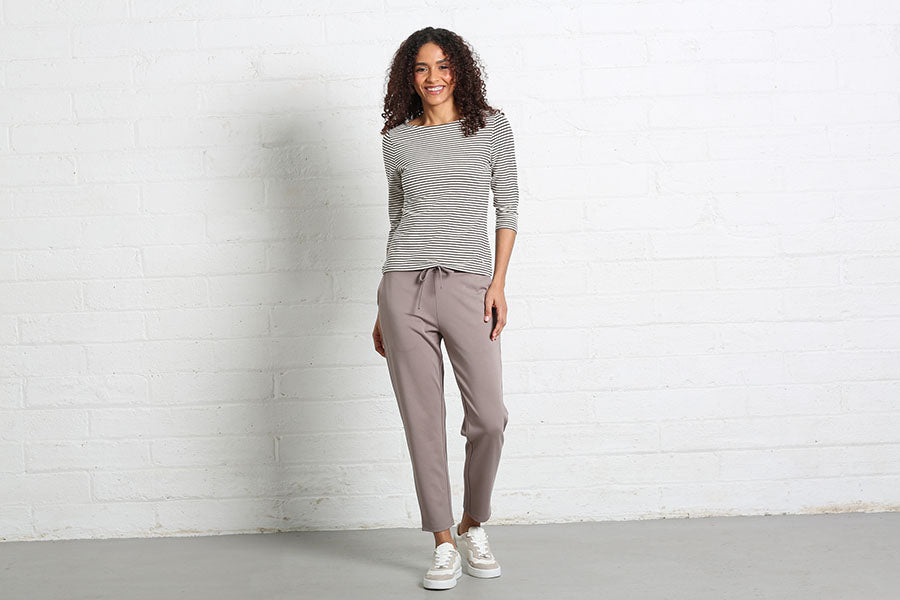 Relax & Renew Paloma Stripe Tee Chocolate Brown