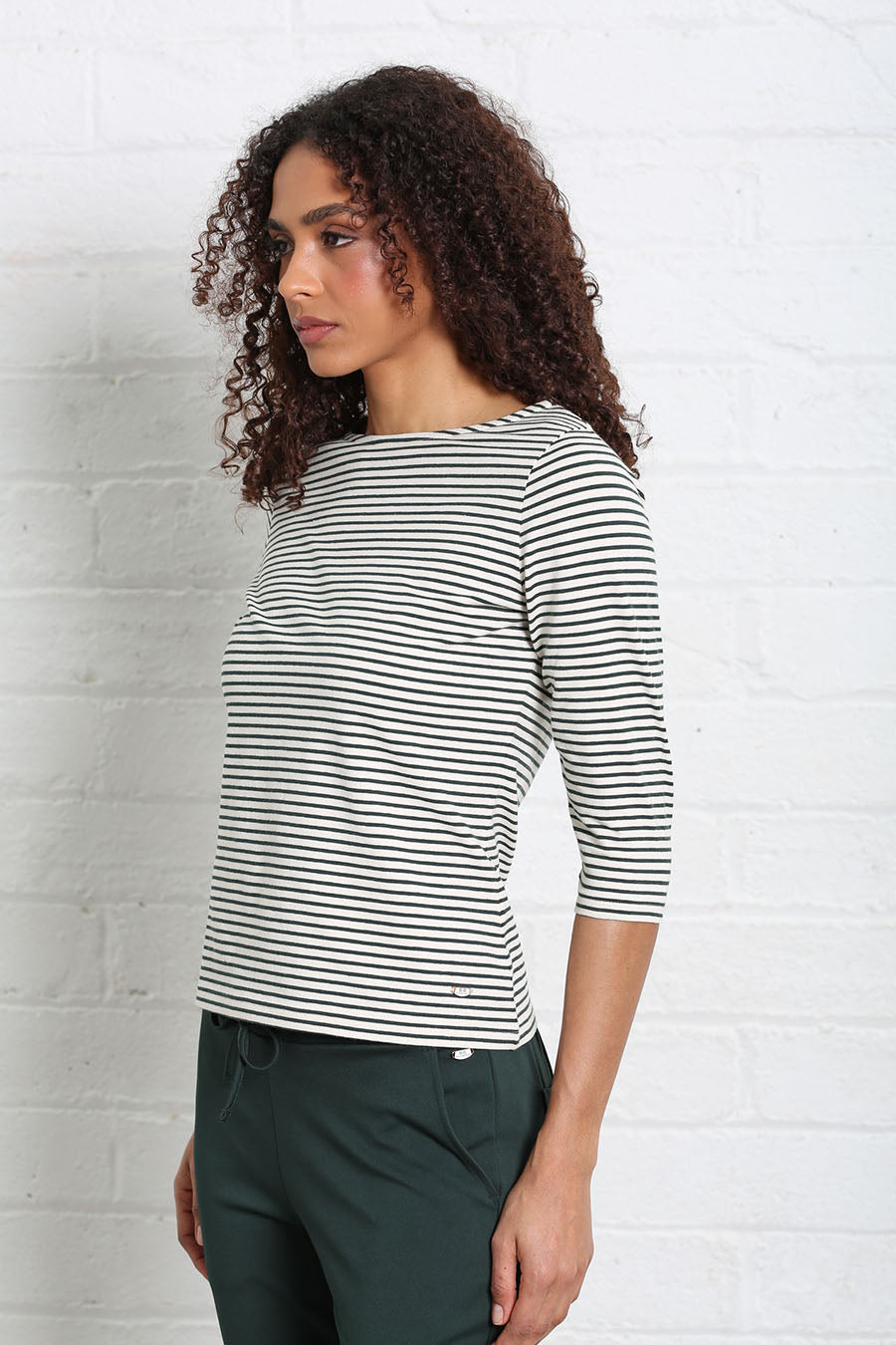 Relax & Renew Paloma Stripe Tee Forest