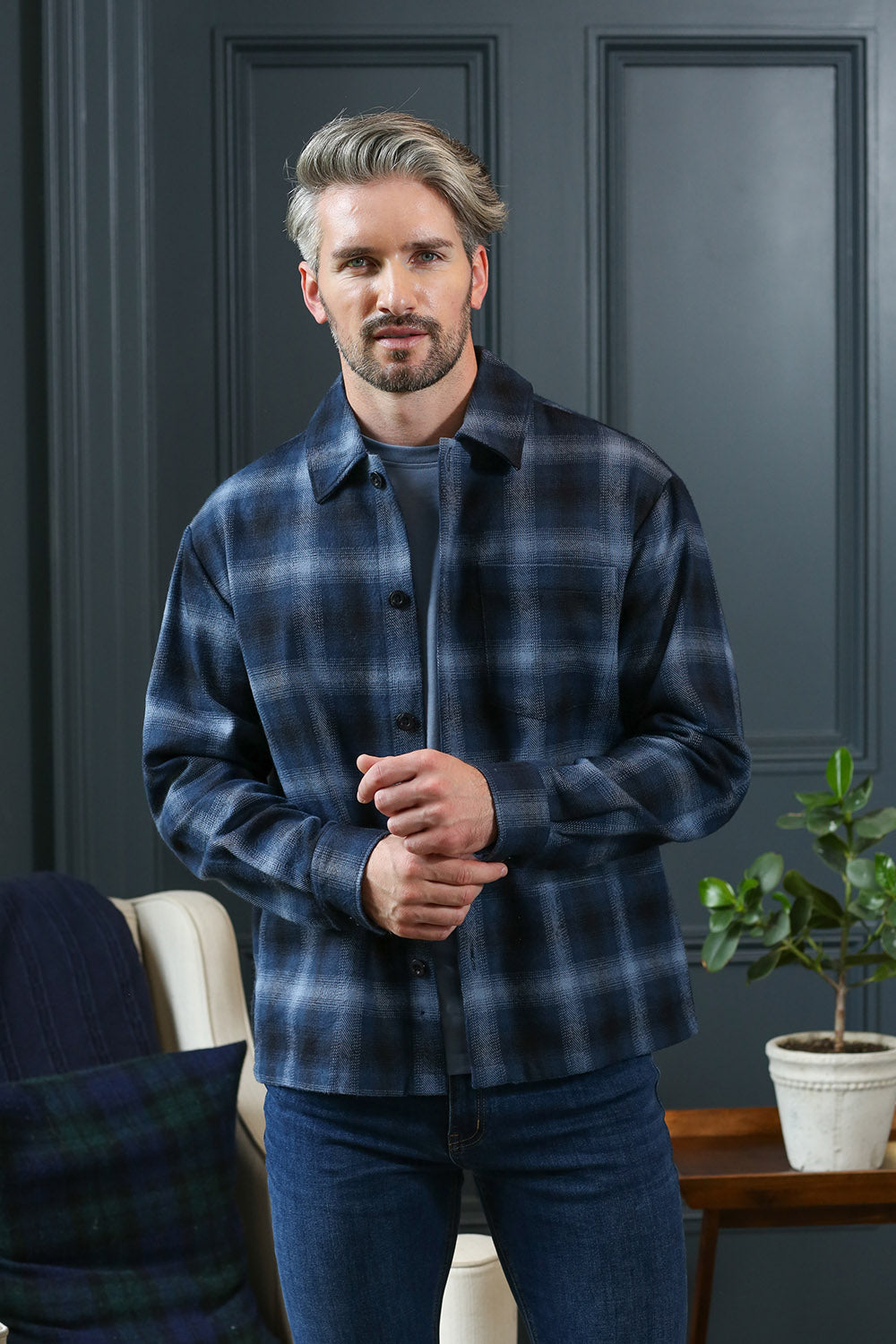 Kenrow Ross Overshirt Blue Check