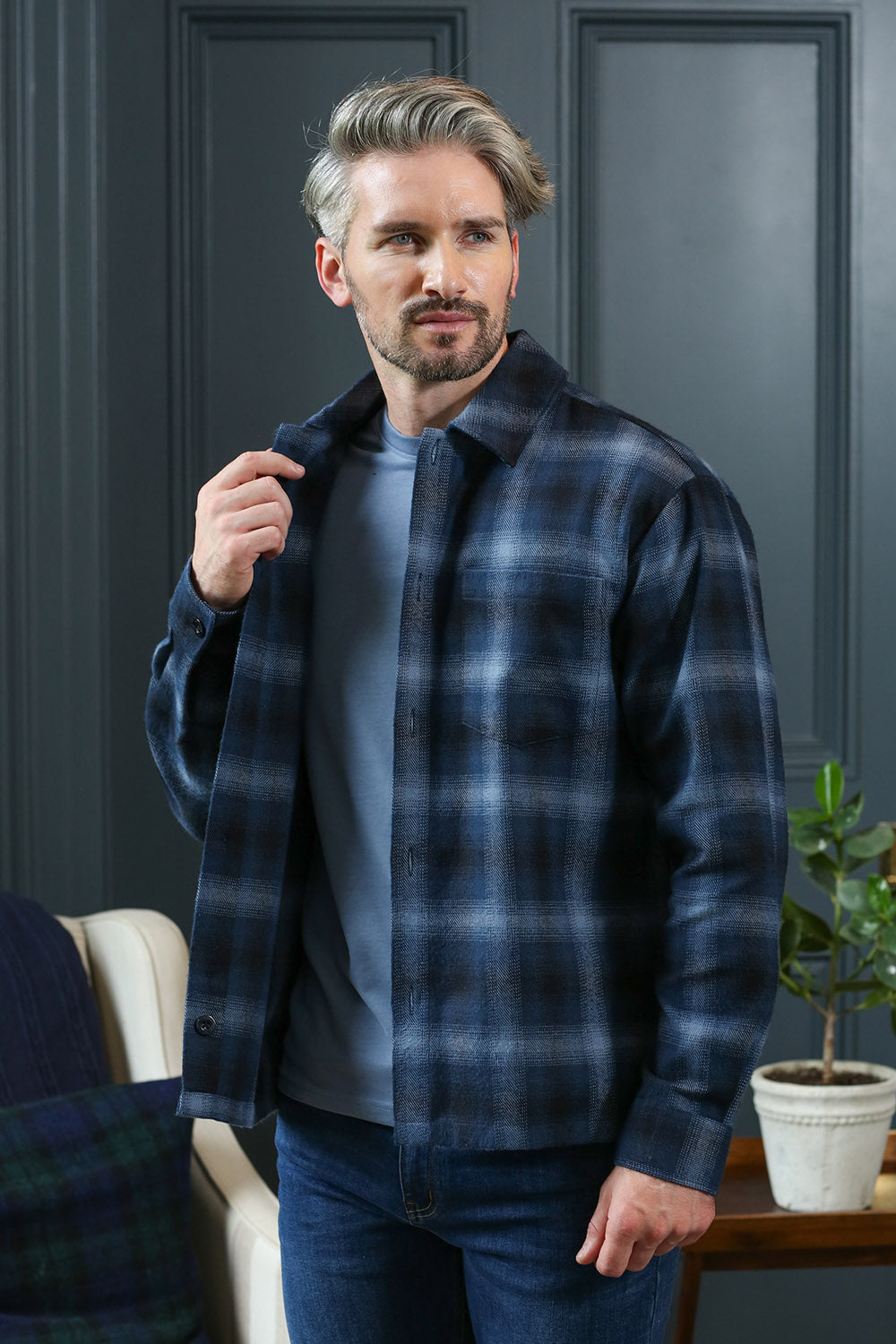 Kenrow Ross Overshirt Blue Check