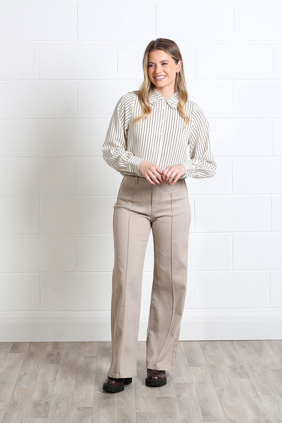 Rant and Rave Stella Shirt Brown White