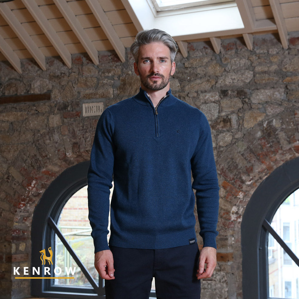 Kenrow Vince Half Zip Knit Blue Melange