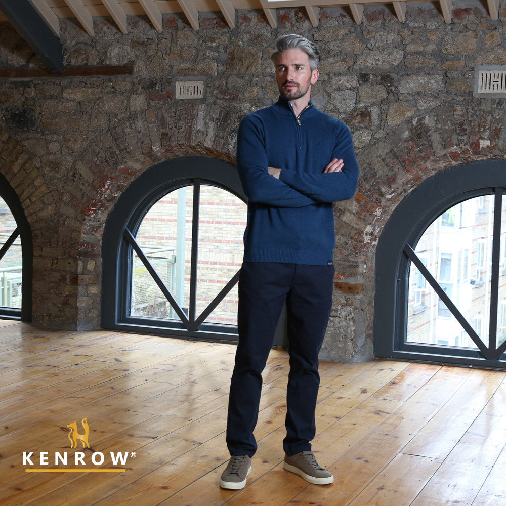 Kenrow Vince Half Zip Knit Blue Melange