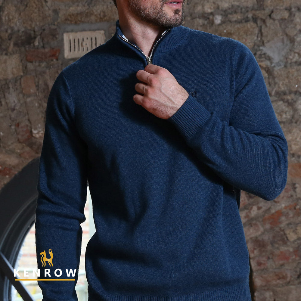 Kenrow Vince Half Zip Knit Blue Melange