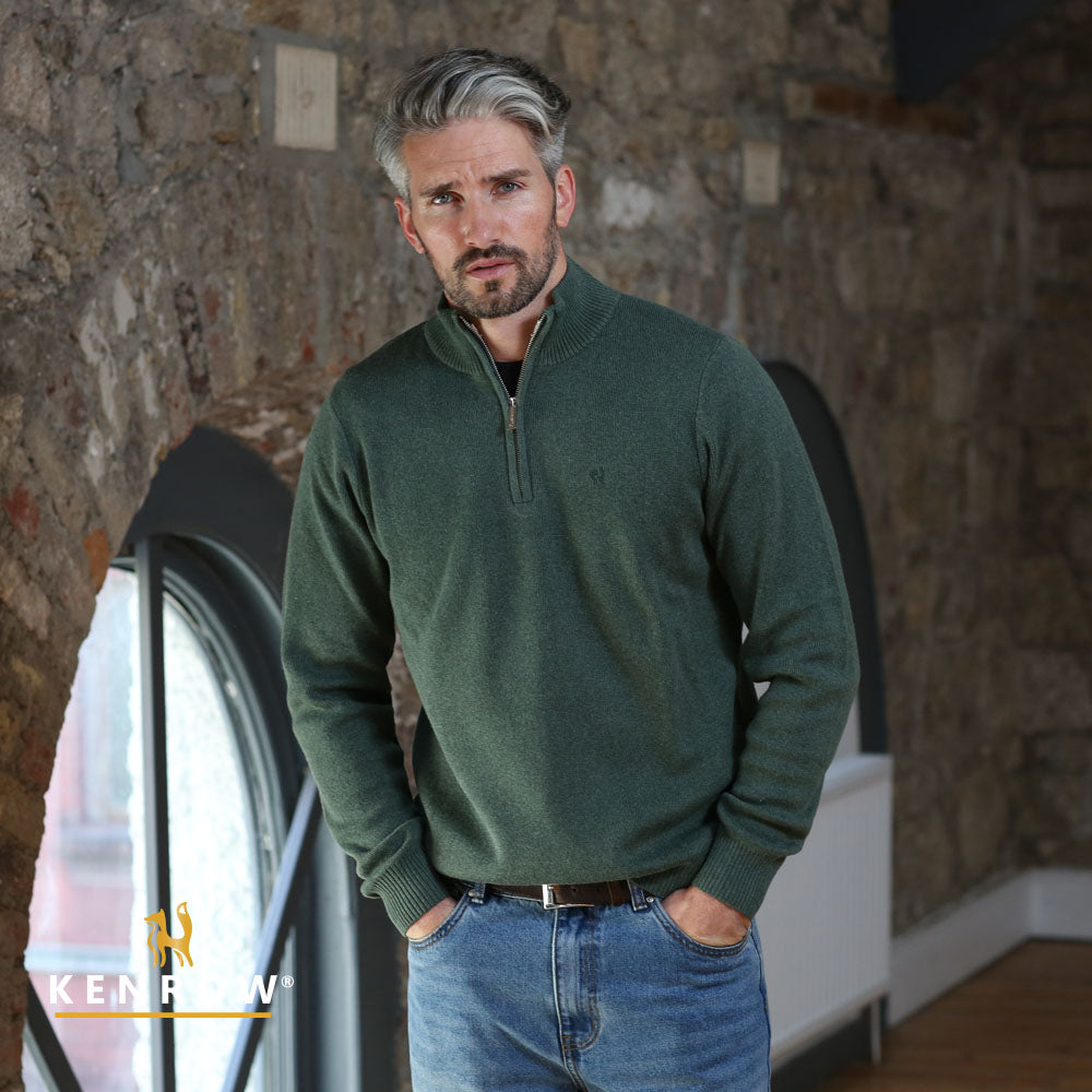 Kenrow Vince Half Zip Knit Sage Melange