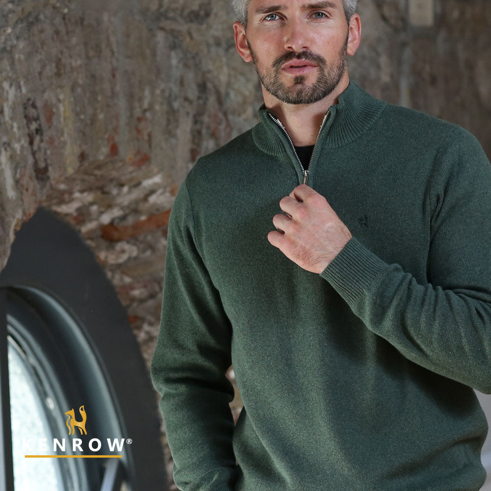 Kenrow Vince Half Zip Knit Sage Melange