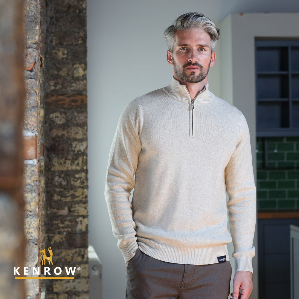 Kenrow Vince Half Zip Knit Sand Melange