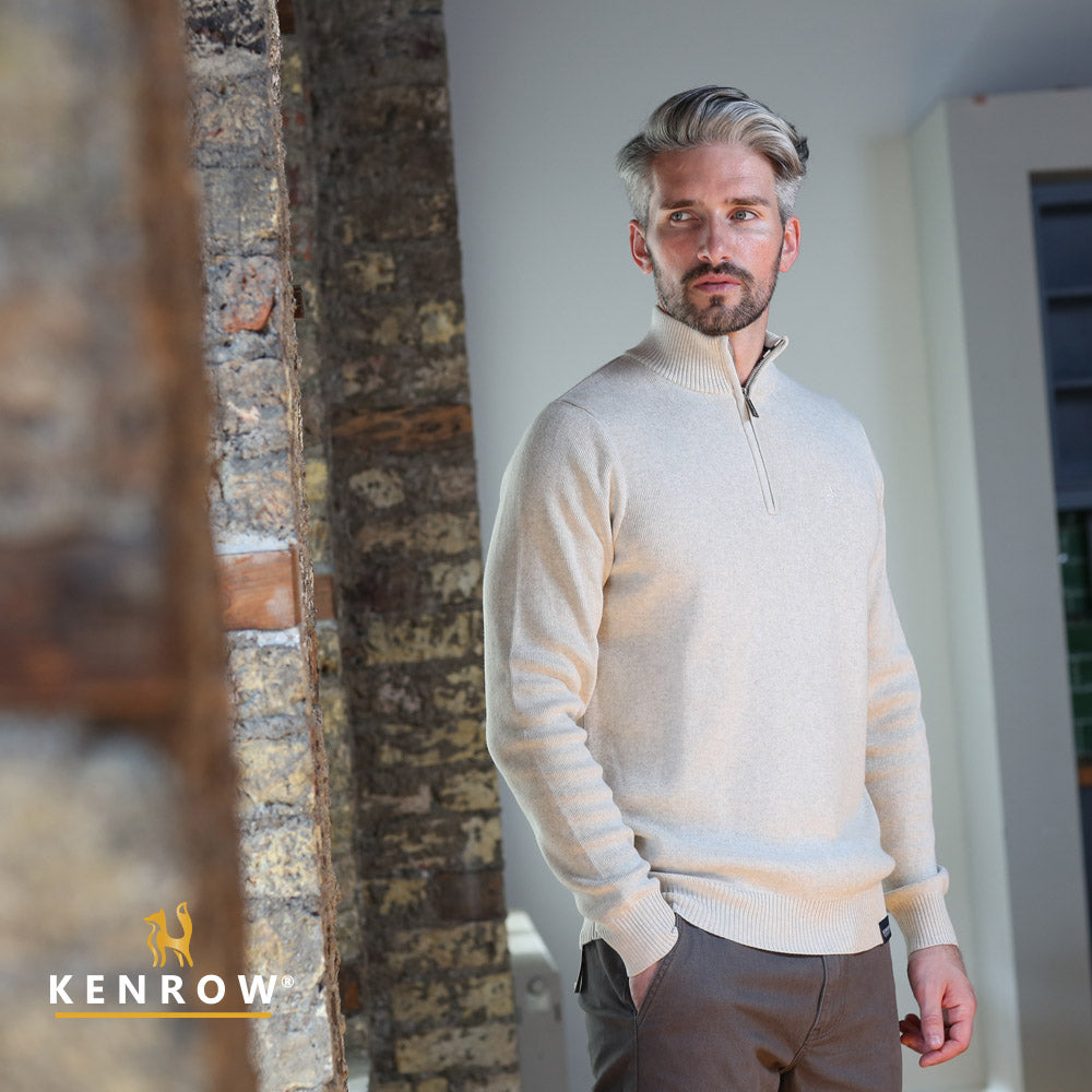 Kenrow Vince Half Zip Knit Sand Melange