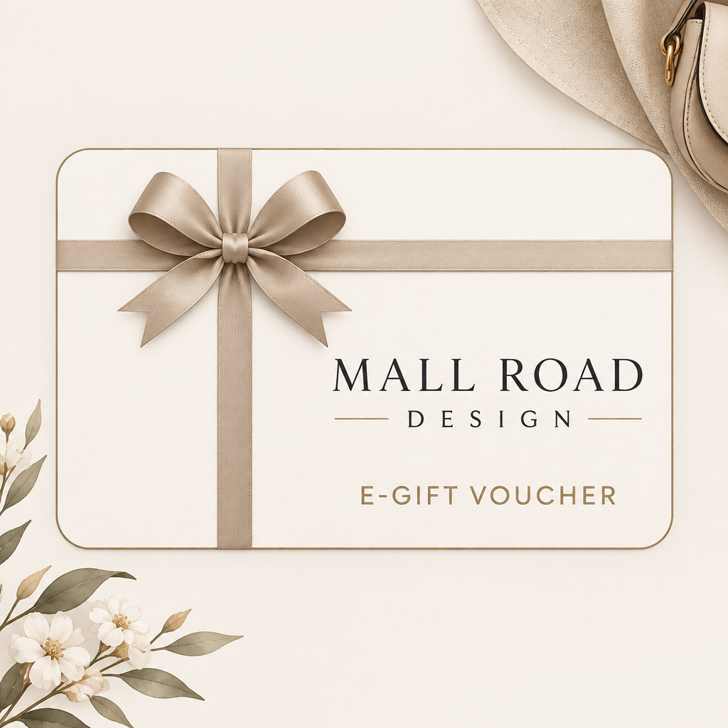 Mall Road Design e-gift voucher with a neutral ribbon design