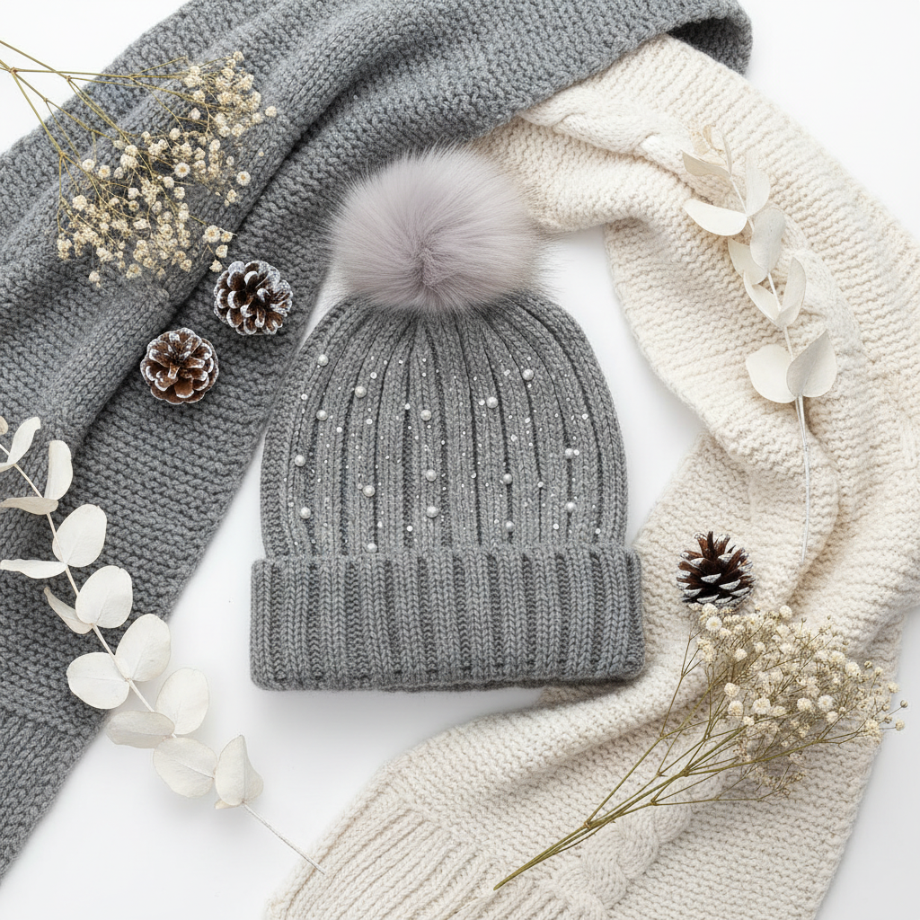 Clarissa Hat Grey Melange flat lay