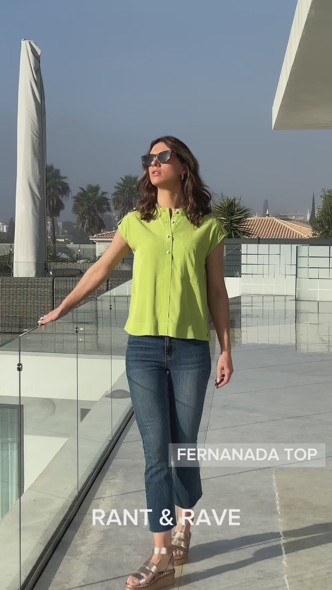 Load video: Rant &amp; Rave Fernanda Top Green
