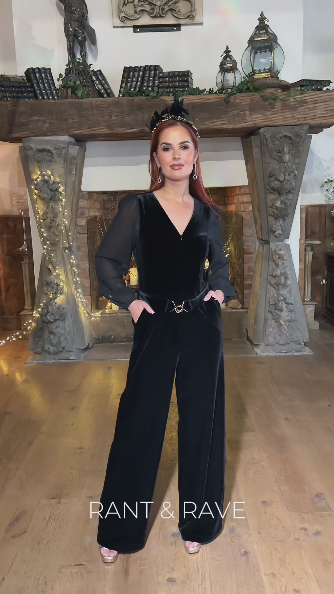 Load video: Rant &amp; Rave Jasmine Jumpsuit Black