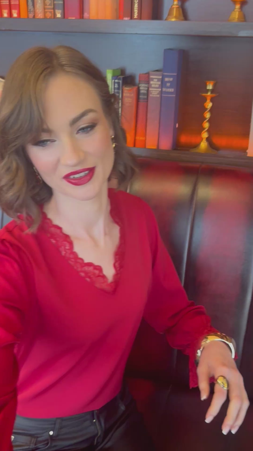 Load video: Rant &amp; Rave Oakley Top Red