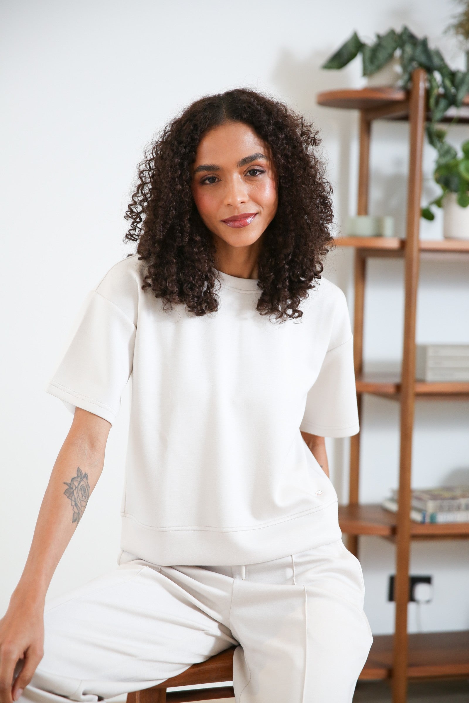 Relax & Renew Alexandra Short Sleeve Sweater Stone